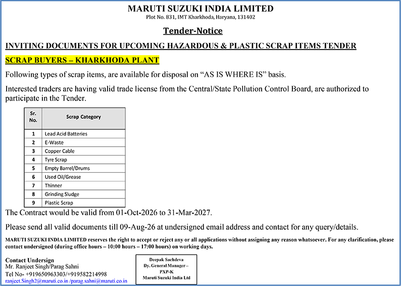 Scrap Items, Ferrous Scraps, Non Ferrous Scraps, Hazardous Scraps, Packing Scraps, Miscellaneous Scraps, Used Capital Assets, Obsolete Capital Assets, Scrap Capital Assets, Packaging Scraps, Assorted Steel Ferrous Scraps, Multilated Component Ferrous Scraps, Aluminium Cable Non Ferrous Scraps, Component Non Ferrous Scraps, Sheet Non Ferrous Scraps, Vessel Non Ferrous Scraps, Battery Hazardous Scraps, Tyre Hazardous Scraps, E-Waste Hazardous Scraps, Corrugated Box Packing Scraps, Polythene Packing Scraps, Wood Packing Scraps, Corrugated Box Packaging Scraps, Polythene Packaging Scraps, Wood Packaging Scraps, Plastic Waste Miscellaneous Scraps, Stainless Steel Miscellaneous Scraps, Hot Die Steel Miscellaneous Scraps, Machinery Used Capital Assets, Equipment Used Capital Assets, Computer Used Capital Assets, Machinery Obsolete Capital Assets, Equipment Obsolete Capital Assets, Computer Obsolete Capital Assets, Machinery Scrap Capital Assets, Equipment Scrap Capital Assets, Computer Scrap Capital Assets