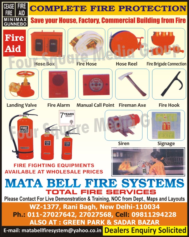 Hose Box, Fire Hose, Hose Reel, Fire Brigade Connection, Landing Valve, Fire Alarm, Manual Call Point, Fireman Axe, Fire Hook, Siren, Signage, Fire Fighting Equipments, Fire Safety Products