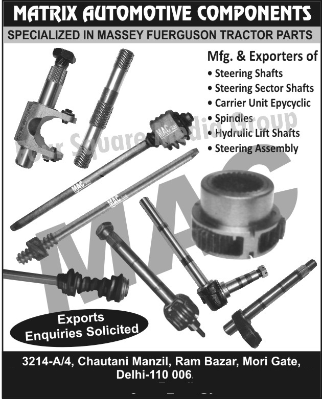 Tractor Parts, Steering Shafts, Steering Sector Shafts, Carrier Unit Epicyclic, Spindles, Hydraulic Lift Shafts, Steering Assembly, Automotive Components