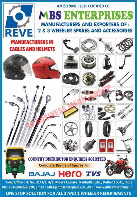 Two Wheeler Spare Parts, 2 Wheeler Spare Parts, Three Wheeler Spare Parts, 3 Wheeler Spare Parts, Two Wheeler Accessories, Three Wheeler Accessories, 2 Wheeler Accessories, 3 Wheeler Accessories, Automotive Cables, Automotive Helemts