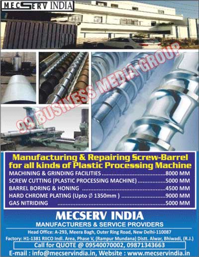 Machining Facilities, Grinding Facilities, Plastic Processing Screw Cutting Machine Services, Barrel Boring Deep Hole Drilling Services, Hard Chrome Process Services, Gas Nitriding Services, Polishing Services, Super Finishing Services, Screw-barrels, Plastic Processing Machines, Barrel Borings, Honings, Gas Nitridings, Hard Chrome Platings