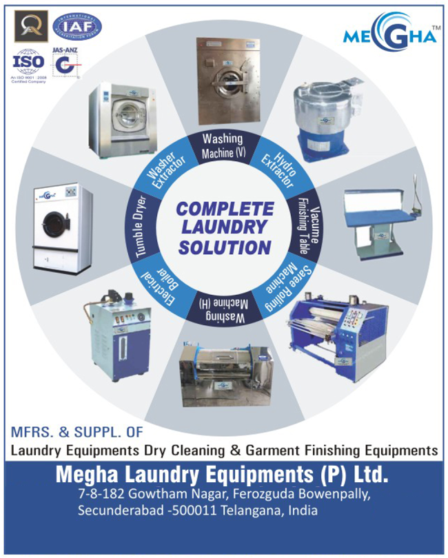 Laundry Solution, Laundry Equipment, Dry Cleaning Equipment, Garment Finishing Equipment, Washing Machine, Hydro Extractor, Vacuum Finishing Table, Saree Rolling Machine, Electrical Boiler, Tumble Dryer, Washer Extractor