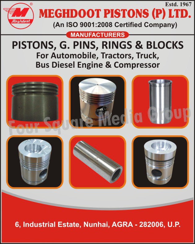 Pistons, G Pins, Automotive Rings, Automotive Blocks, Tractor Rings, Tractor Blocks, Truck Rings, Truck Blocks, Bus Diesel Engine Rings, Bus Diesel Engine Blocks, Compressor Rings, Compressor Blocks