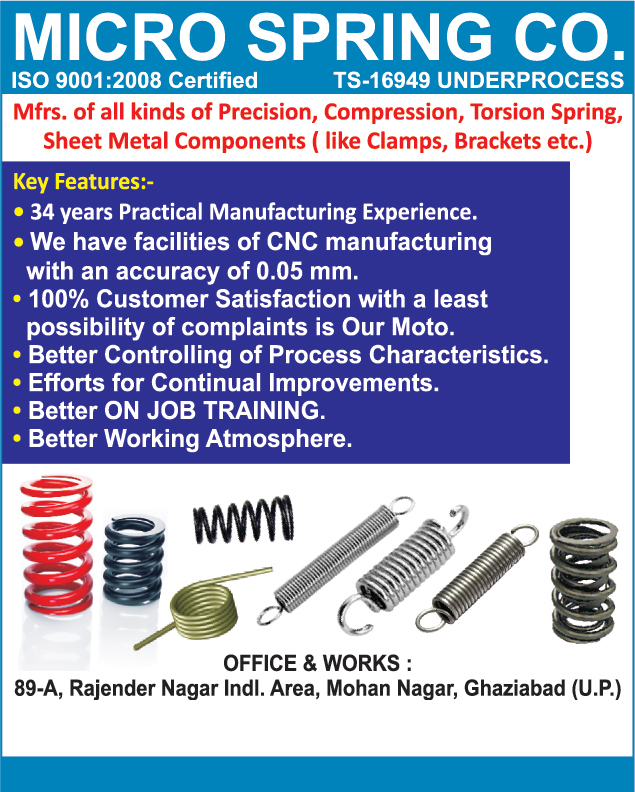 Precision Springs, Compression Springs, Torsion Springs, Automotive Sheet Metal Components, Automotive Clamps, Automotive Brackets, Precision Springs, Sheet Metal Turing Components