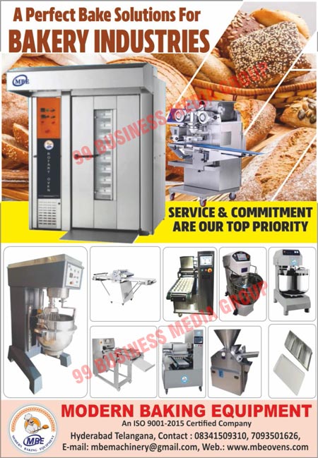 Bake Solutions, Planetary Mixers, Rotary Rack Ovens, Spiral Mixers, Wire Cut Machines, Wire Dropping Machines, Baking Equipments