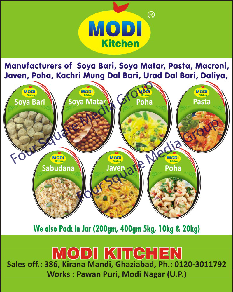 Soya Bari, Soya Matar, Pasta, Macroni, Javen, Poha, Kachri Mung Dal Bari, Urad Dal Bari, Daliya, Sabudana,Bari