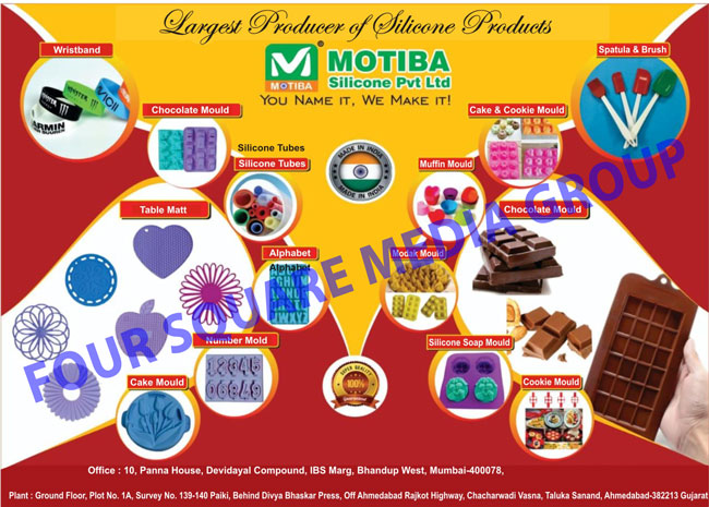 Food Ware Products, Bake Ware Products, Cake Moulds, Spatula, Muffin Moulds, Cookie Moulds, Soap Moulds, Modak Moulds, Wristbands, Chocolate Moulds, Table Matts, Number Molds, Silicone Soap Moulds