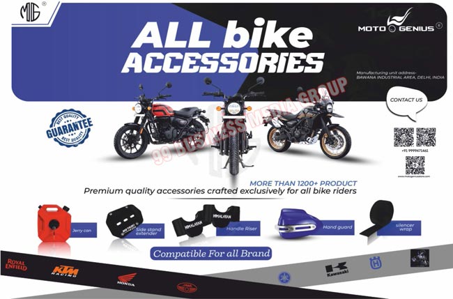 Bike Accessories, Jerry Cans, Side Stand Extenders, Handle Risers, Hand Guards, Silencer Wraps