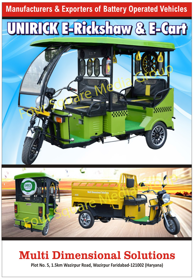 Battery Operated Vehicles, E Rickshaw, E Carts, Electric Rickshaw, Battery Operated Rickshaw