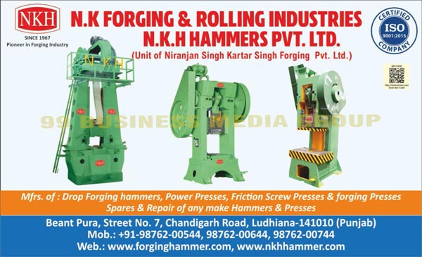 Drop Forging Hammers, Power Presses, Friction Screw Presses, Forging Presses