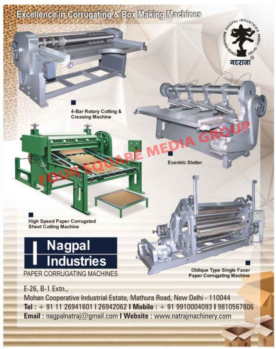 Corrugating Machines, Box Making Machines, Rotary Cutting Creasing Machines, Rotary Cutting Machines, Rotary Creasing Machines, Paper Corrugated Sheet Cutting Machines, Ecentric Slotter Machines, Paper Corrugating Machines, Oblique Type Single Facer Paper Corrugating Machines