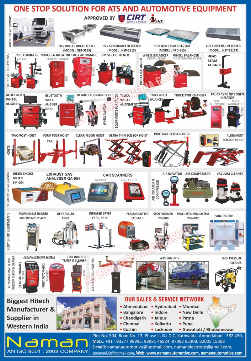 Wheel Balancers, Nitrogen Inflators, Tyre Changers, Fuel Injectors, Fully Automatic NACs, Wheel Aligners, Four Gas Analysers, Washing Lifts, Diesel Smoke Meters, Garage Equipments, Rim Straighteners, Head Beam Aligners, Bluetooth Wheel Aligners, 3D Wheel Alignments, Truck Equipments, Truck Wheel Alignments, Truck Wheel Balancers, Truck Tyre Changers, Truck Tyre Nitrogen Inflators, Hoists, Two Post Hoists, Four Post Hoist Cars, Clear Floor Hoists, Ultra Thin Scissor Hoists, Portable Scissor Hoists, Alignment Scissor Hoists, PUC Machines, Car Scanners, Diesel Smoke Meters, Exhaust Gas Analysers, Air Inflators, Air Compressors, Vacuum Cleaners, Body Shop Equipments, Mig Gas Shielded Welding Machines, Mag Gas Shielded Welding Machines, Dent Pullers, Infrared Dryers, Plasma Cutters, Panel Repairing Systems, Paint Booths, AC Management Systems, Fuel Injector Testers, Fuel Injector Cleaners, Semi Automatic Nitrogen Inflators, Fully Automatic Nitrogen Inflators, Cleaning Equipments, High Pressure Cleaners, Automotive Equipments, Vehicle Fitness Equipments, HCV Roller Brake Testers, HCV Speedometer Testers, HCV Joint Plat Detectors, LCV Suspension Testers, Tyre Service Equipments, Fully Automatic Truck Tyre Nitrogen Inflators, Semi Automatic Truck Tyre Nitrogen Inflators, Spot Welders, Semi Automatic AC Management Systems, Fully Automatic AC Management Systems