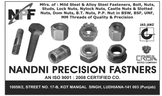 Mild Steel Fasteners, Alloy Steel Fasteners, Bolts, Nuts, Studs, Lock Nuts, Nylock Nuts, Castle Nuts, Slotted Nuts, Dom Nuts, BT Nuts, PP Nuts,Automotive Mild Steels, Automotive nuts, automotive bolts, automotive stands