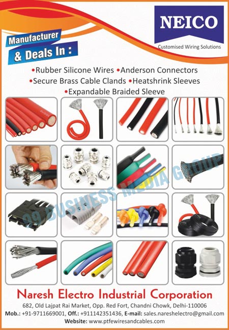 Wires, Wire Accessories, Rubber Silicon Wires, Anderson Connectors, Secure Brass Cable Glands, Heat Shrink Sleeves, Expandable Braided Sleeves