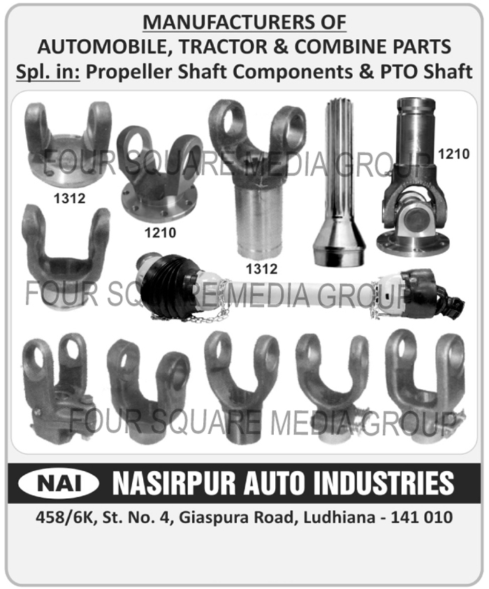 Automotive Spare Parts, Propeller Shaft Components, PTO Shafts, Tractor Parts, Combine Parts