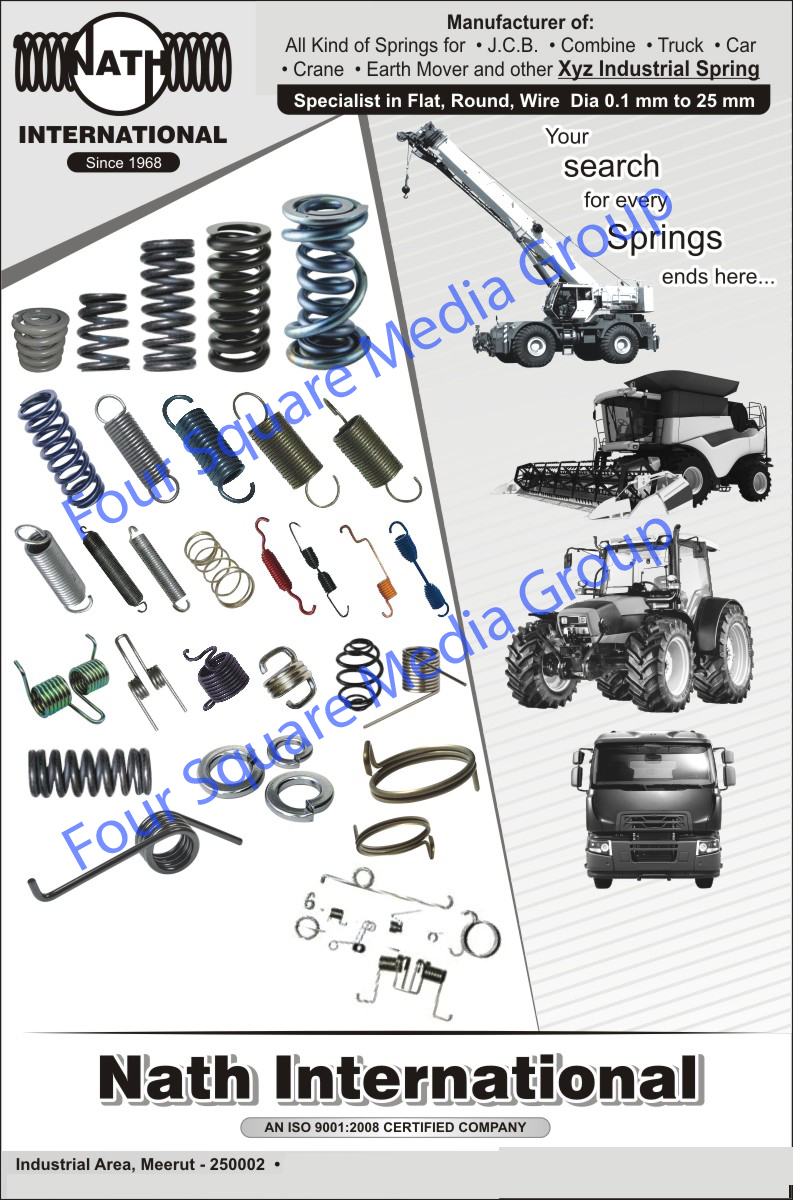 JCB Springs, Combine Springs, Truck Springs, Car Springs, Crane Springs, Earth Mover Springs, Industrial Springs,Compression Springs, Extension Springs, Torsion Springs, Flat Springs, Wire Forms, Brake Springs, Lock, Clutch Springs, Heavy Springs