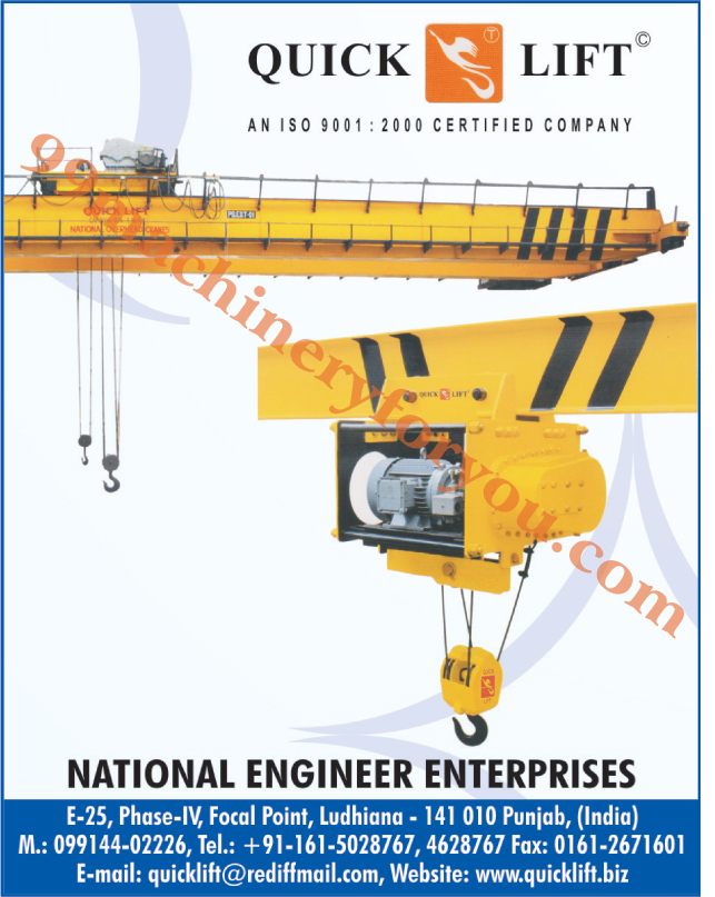 Eot Cranes, Electric Hoist, Lifts, Elevators, Chain Pulley Blocks