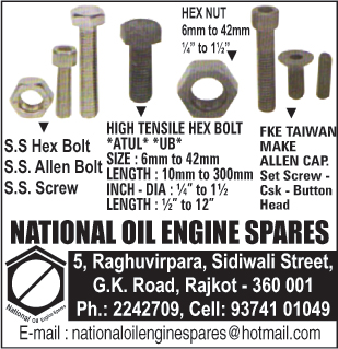 Hex Nut, Hex Bolt, Ss Screw, Allen Bolt