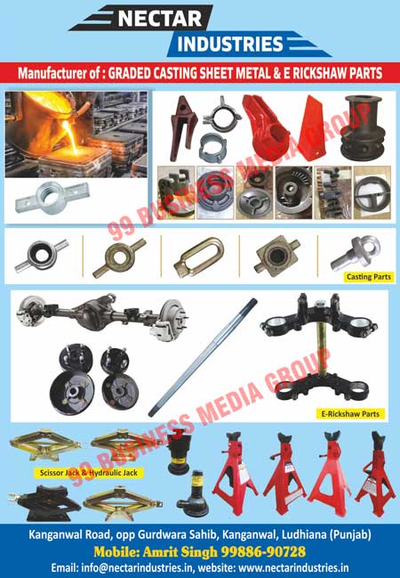 Graded Casting Sheet Metal Parts, E Rickshaw Parts, Casting Parts, Scissor Jacks, Hydraulic Jacks, E-Rickshaw Spare Parts