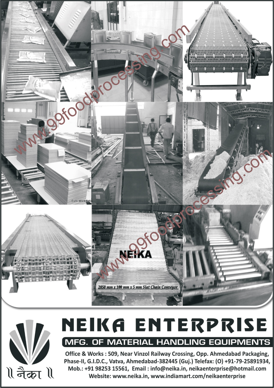 Material Handling Equipments,Material Handling Conveyor, Belt Conveyor Systems, Material Handling Lifts, Check Weigher System, Slat Chain Conveyors, Trolly Conveyor, Conveyor Idlers, Industrial Punch, Industrial Blades