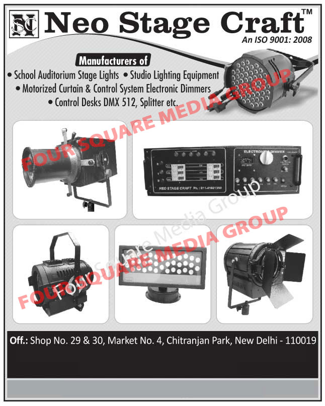 School Auditorium Stage Lights, Studio Lighting Equipments, Motorized Curtain And Control System Electronic Dimmers, Control Desk, Splitters