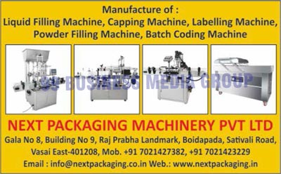 Liquid Filling Machines, Capping Machines, Labelling Machines, Powder Filling Machines, Batch Coding Machines