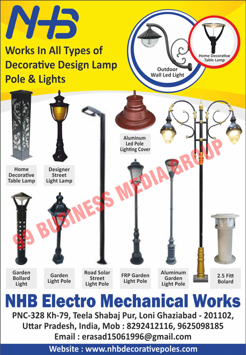 Decorative Design Lamps, Decorative Design Poles, Decorative Design Lights, Outdoor Wall Led Lights, Home Decorative Table Lamps, Aluminium Led Pole Lighting Covers, Designer Street Light Lamps, Garden Bollard Lights, Garden Light Poles, Road Solar Street Light Poles, FRP Garden Light Poles, Aluminium Garden Light Poles