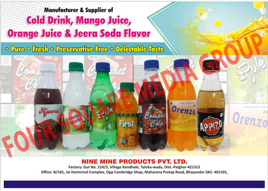 Cold Drinks, Mango Juices, Orange Juices, Jeera Soda Flavours