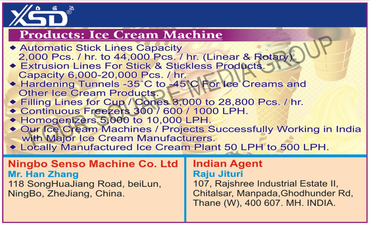 Ice Cream Plant, Ice Cream Machines