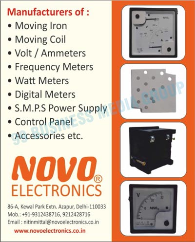 Moving Irons, Moving Coils, Volt Meters, Ammeters, Frequency Meters, Watt Meters, Digital Meters, SMPS Power Supplies, Control Panels