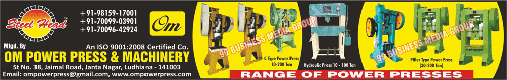 Power Press Machines, C Type Power Press Machines, Hydraulic Press Machines, Pillar Type Power Press Machines