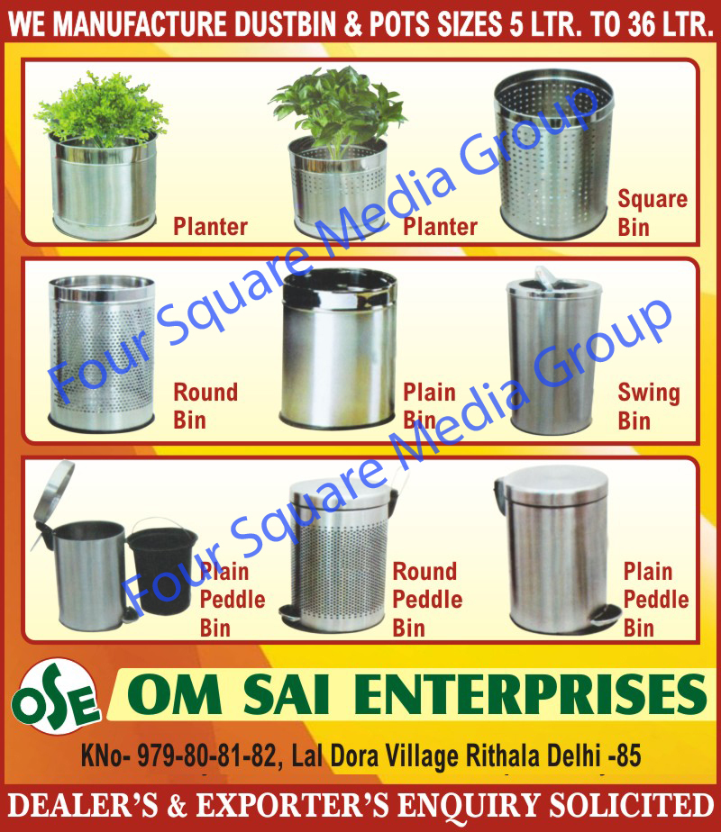 Stainless Steel Dustbins, Stainless Steel Pots