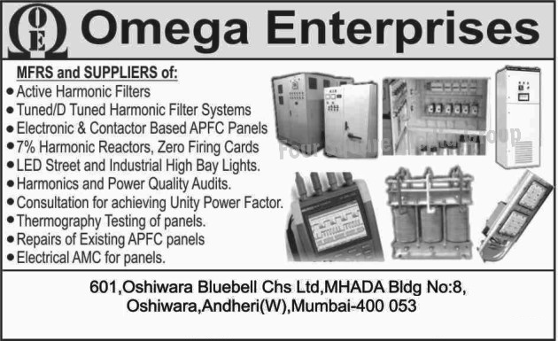 Active Harmonic Filters, Electronic Based APFC Panels, Contactor Based APFC Panels, Harmonic Reactors, Zero Firing Cards, Led Lights, Led Street Lights, Led Industrial High Bay Lights, Electronic Panel Thermography Testing, APFC Panel Repairing Services, Electric AMC For Panels, Harmonic Audits, Power Quality Audits, Consultancy Services For Achieving Unity Power Factor, D Tuned Harmonic Filter Systems, Tuned Harmonic Filter Systems