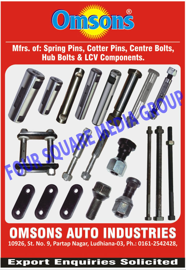 Spring Pins, Centre Bolts, Tractor Pins, Cotter Pins, LCV Components