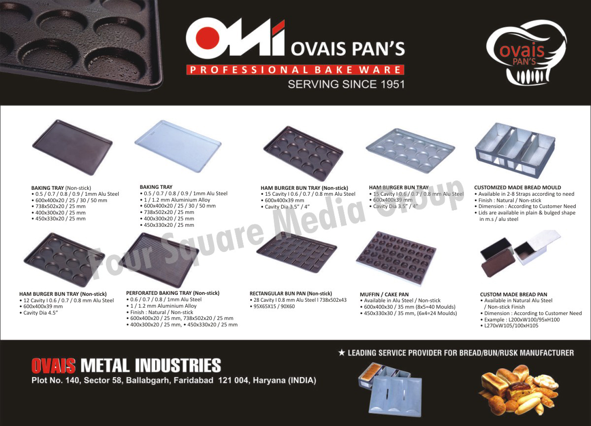 Baking Trays, Ham Burger Bun Trays, Customized Bread Moulds, Customised Bread Moulds, Non Stick Perforated Baking Trays, Non Stick Rectangular Bun Pans, Muffin Pans, Cake Pans, Customised Bread Pans, Customized Bread Pans, Bread Molds