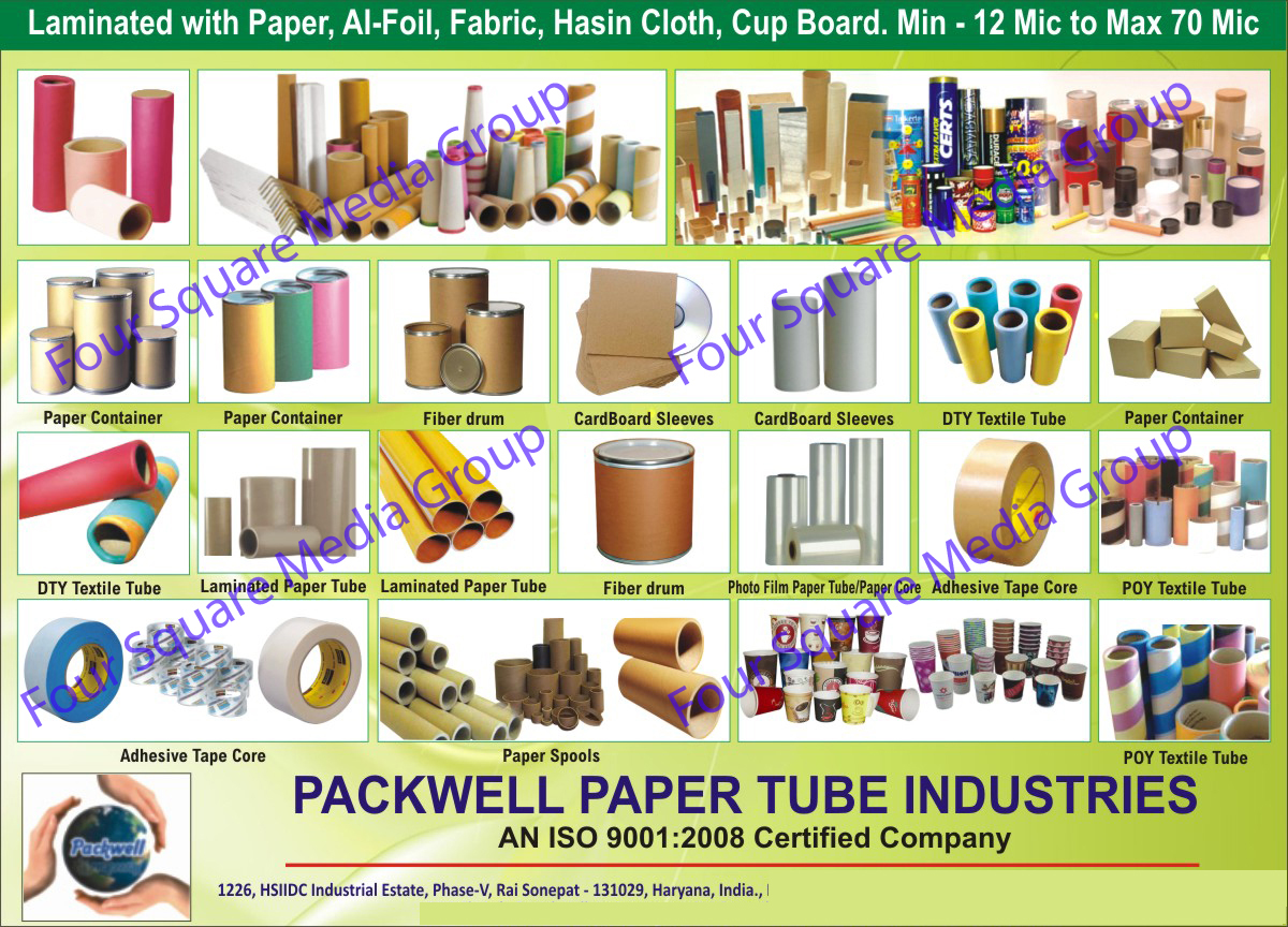 Paper Containers, Fiber Drums, Card Board Sleeves, DTY Textile Tubes, Laminated Paper Tubes, Adhesive Tape Cores, Poy Textile Tubes, Paper Spools, Photo Film Paper Tubes, Photo Film Paper Cores, Laminated Papers, Laminated Aluminum Foil, Laminated Fabric, Laminated Hassan Clothes, Laminated Cup Boards