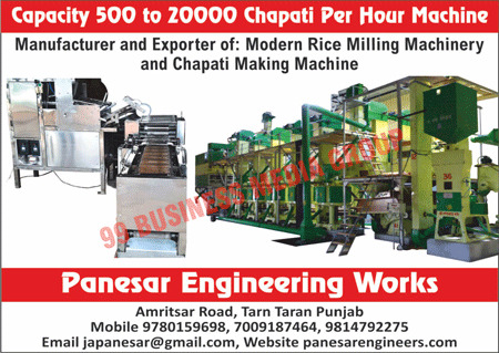 Modern Rice Milling Machineries, Chapati Making Machines