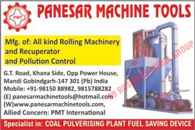 Rolling Machines, Recuperator Machines, Pollution Control Machines