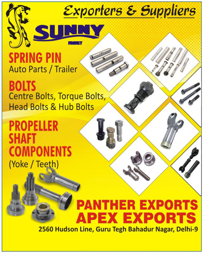 Automotive Spring Pins, Trailer Spring Pins, Centre Bolts, Torque Bolts, Head Bolts, Hub Bolts, Yoke Propeller Shaft Components, Teeth Propeller Shaft Components, Spring Pin, Bolt, Propeller Shaft Component