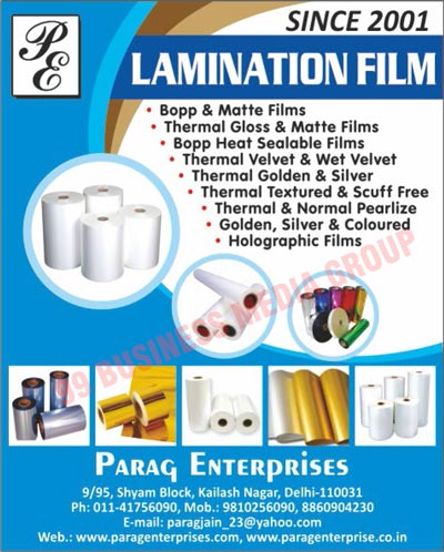Holographic Films, PVC Films, BOPP Films, Polyester Films, Three D Holographic Films, 3D Holographic Films, PVC Lamination Films, Matte Finish BOPP Films, BOPP Plain Films, Colored BOPP Films, Water Based Lamination Adhesives, Pouching BOPP Heat Sealable Films, Label BOPP Heat Sealable Films, Coloured BOPP Films, Pearlize Films, Lamination Films, Thermal Gloss Lamination Films, Thermal Matte Lamination Films, Thermal Velvet Lamination Films, Cold Velvet Lamination Films, Bopp Heatsealable Lamination Films, Thermal Golden Lamination Films, Thermal Silver Lamination Films, Thermal Scuff Free Lamination Films, Thermal Pearlize Lamination Films, Thermal Holographic Lamination Films, Thermal Polyester Lamination Films, Bopp Lamination Films, Golden Coloured Lamination Films, Matte Films, Thermal Gloss Films, Thermal Matte Films, BOPP Heat Sealable Films, Thermal Velvet Films, Thermal Wet Velvet Films, Thermal Golden Films, Thermal Silver Films, Thermal Textured Films, Thermal Scuff Free Films, Thermal Pearlized Films, Normal Pearlized Films, Golden Films, Silver Films, Coloured Films, Plastic Films