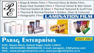 Holographic Films, PVC Films, BOPP Films, Polyester Films, Three D Holographic Films, 3D Holographic Films, PVC Lamination Films, Matte Finish BOPP Films, BOPP Plain Films, Colored BOPP Films, Water Based Lamination Adhesives, Pouching BOPP Heat Sealable Films, Label BOPP Heat Sealable Films, Coloured BOPP Films, Pearlize Films, Lamination Films, Thermal Gloss Lamination Films, Thermal Matte Lamination Films, Thermal Velvet Lamination Films, Cold Velvet Lamination Films, Bopp Heatsealable Lamination Films, Thermal Golden Lamination Films, Thermal Silver Lamination Films, Thermal Scuff Free Lamination Films, Thermal Pearlize Lamination Films, Thermal Holographic Lamination Films, Thermal Polyester Lamination Films, Bopp Lamination Films, Golden Coloured Lamination Films, Matte Films, Thermal Gloss Films, Thermal Matte Films, BOPP Heat Sealable Films, Thermal Velvet Films, Thermal Wet Velvet Films, Thermal Golden Films, Thermal Silver Films, Thermal Textured Films, Thermal Scuff Free Films, Thermal Pearlized Films, Normal Pearlized Films, Golden Films, Silver Films, Coloured Films, Plastic Films