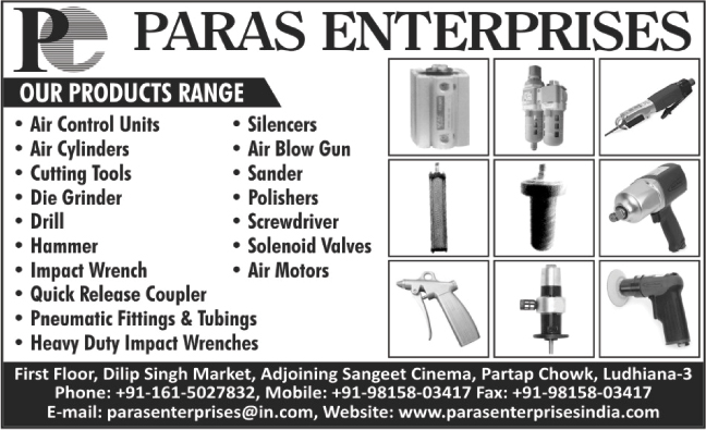 Air Control Units, Air Cylinders, Cutting Tools, Die Grinders, Drills, Hammers, Impact Wrenches, Silencers, Sanders, Polishers, Air Motors, Solenoid Valves, Air Blow Guns, Screwdrivers, Quick Release Couplers, Pneumatic Fittings, Pneumatic Tubings, Heavy Duty Impact Wrenches