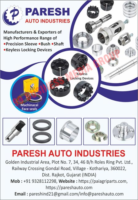 Precision Sleeves, Precision Bushes, Shafts, Keyless Locking Devices, Mechanical Face Seals