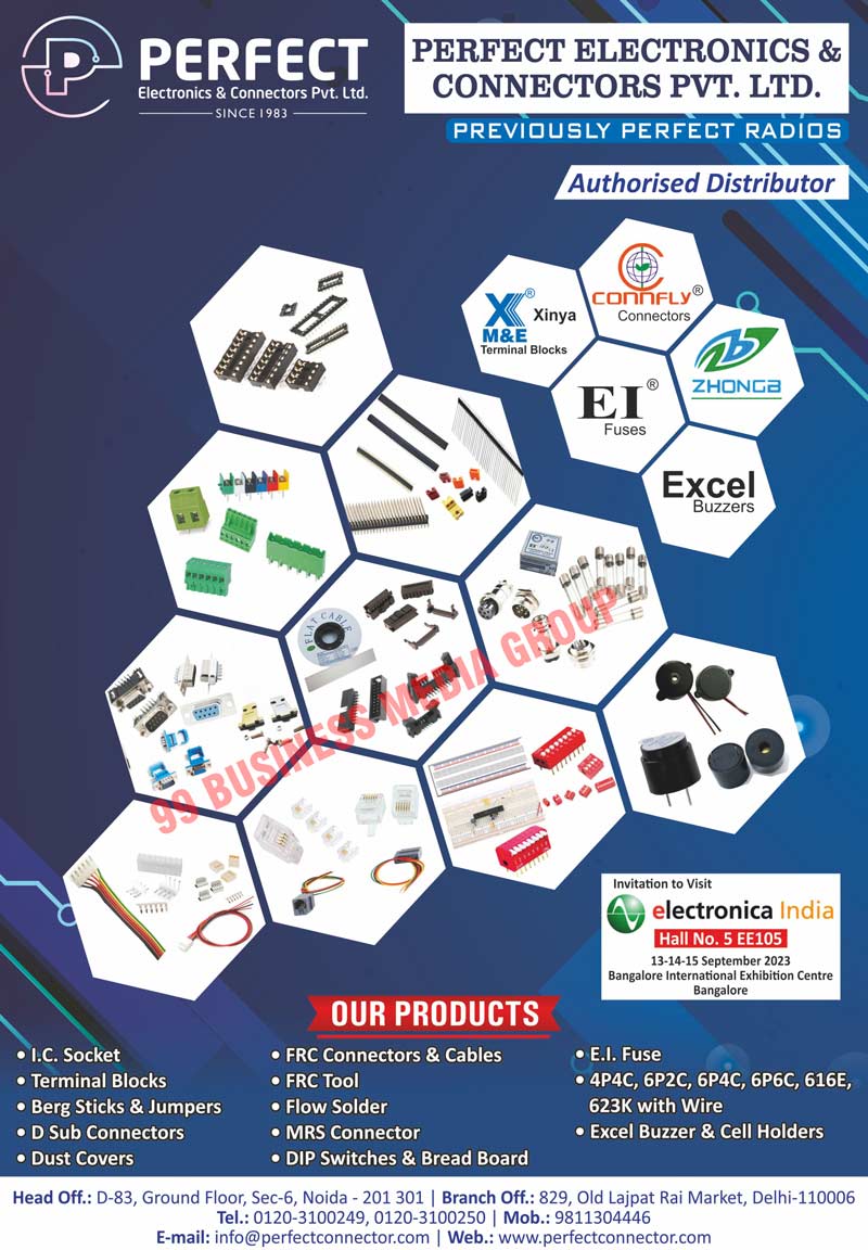 IC Socket Low Profiles, Berg Strips, Combicon Connectors, FRC Connectors, FRC Cables, MRS Connectors, DIP Switches, D Sub Connectors, Dust Covers, Plugs, Relays, EI Fuses, Excel Buzzers, Terminal Blocks, Berg Sticks, Berg Jumpers, FRC Tools, Flow Solders, Bread Boards, Leone Relays, Goodsky Relays, Cell Holders, Flat Cables, Buzzers, Relimate Connectors, CPU Connectors, IC Sockets, EI Fuses, Excle Buzzers