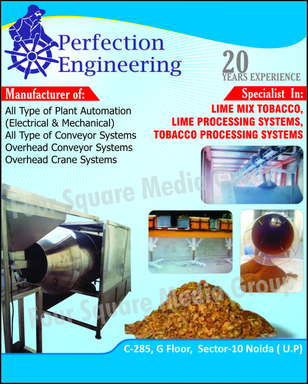 Lime Mix Tobacco, Lime Processing Systems, Tobacco Processing Systems, Conveyor Systems, Crane Systems