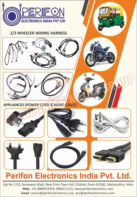 Two Wheeler Wiring Harnesses, Three Wheeler Wiring Harnesses, Power Cord Appliances, HDMI Cable Appliances