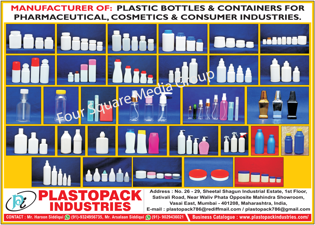 Plastic Containers, Plastic Bottles, Pharmaceutical Plastic Containers, Pharma Plastic Containers, Nasal Spray Bottle, Spray Bottle, Dry Syrup Bottle, Lotion Bottle, Shampoo Bottle, Surma Bottle, Cream Jar, Assembly Dropper, Table Container, Neel Bottle, Roll on Bottle, Cosmetic Bottle, Coconut Oil Bottle,Plastic Containers, Freezer Bottles, Pharmaceutical Bottles, Churna Bottle, Presticide Bottle, Fliptop Cap, Measuring Cups, Injection Box