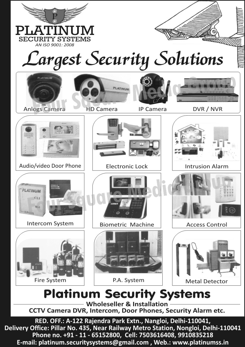 DVR, NVR, Analogue Cameras, HD Cameras, IP Cameras, Electronic Locks, Intrusion Alarms, Intercom Systems, Biometric Machines, Digital Video Recorders, Audio Door Phones, Video Door Phones, Access Controls, Fire Systems, PA Systems, Metal Detectors, CCTV Camera DVR, CCTV Camera Digital Video Recorders, Intercom, Door Phones, Security Alarms, Fire Safety Products