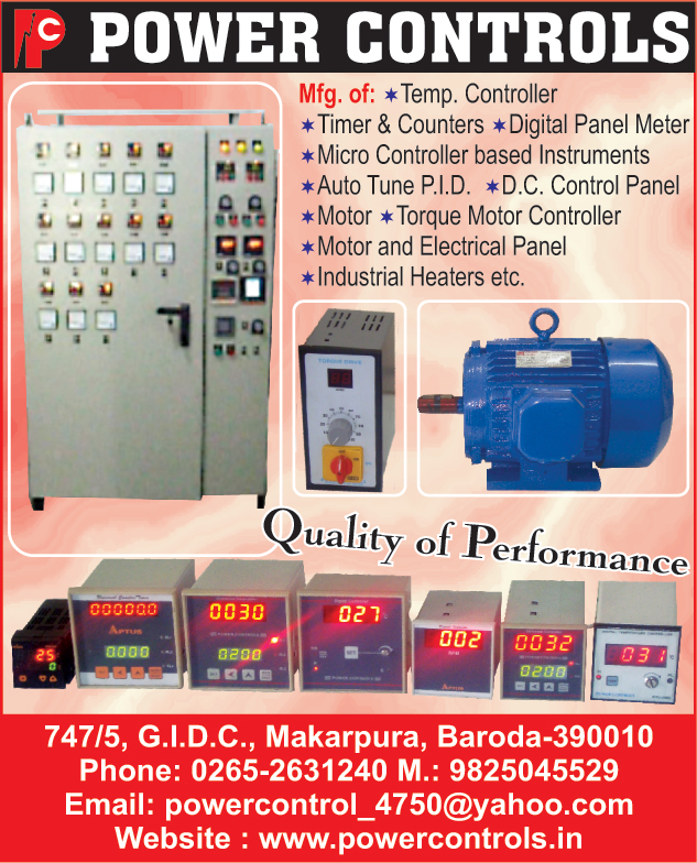 Temperature Controllers, Timers, Counters, Digital Panel Meters, Micro Controller Instruments, Auto Tune PID, DC Control Panels, Motors, Torque Motor Controllers, Electrical Panels, Industrial Heaters, Motor Panels, Control Panels, Motors