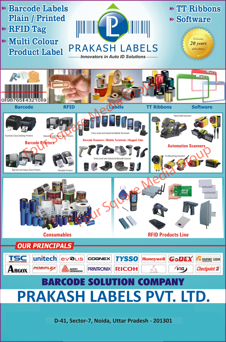 Barcode Labels, Plain Barcode Labels, Printed Barcode Labels, Multi Color Product Labels, Multi Colour Product Labels, TT Ribbons, Barcode Printers, Barcode Scanners, Mobile Terminals, Rugged Tabs, Automation Scanners, RFID Product Lines, Barcode Consumables, Software, RFID Tags